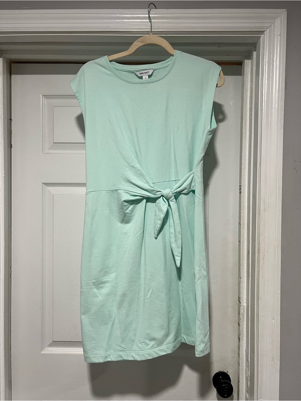 Nine West Mint Tie-Front Sleeveless Mini Dress